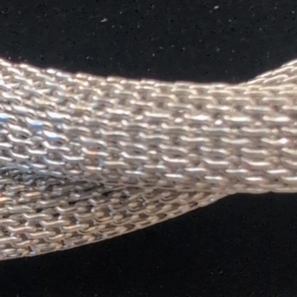 Mesh Link Bracelet Silver Tone Lobster Clasp Adjustable - Picture 2 of 3